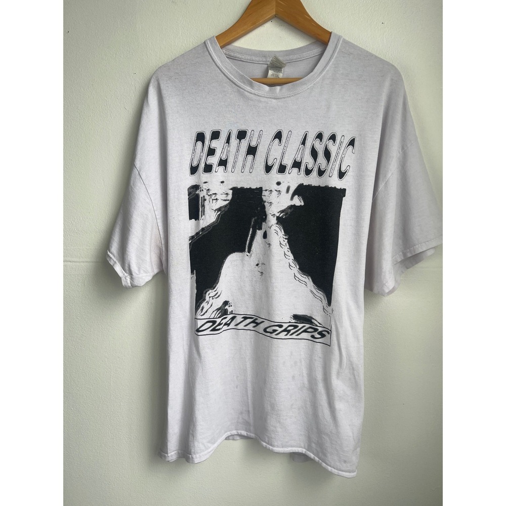 Death Grips Death Classic Official Graphic Tee 2XL White Band Tee Gildan Cotton